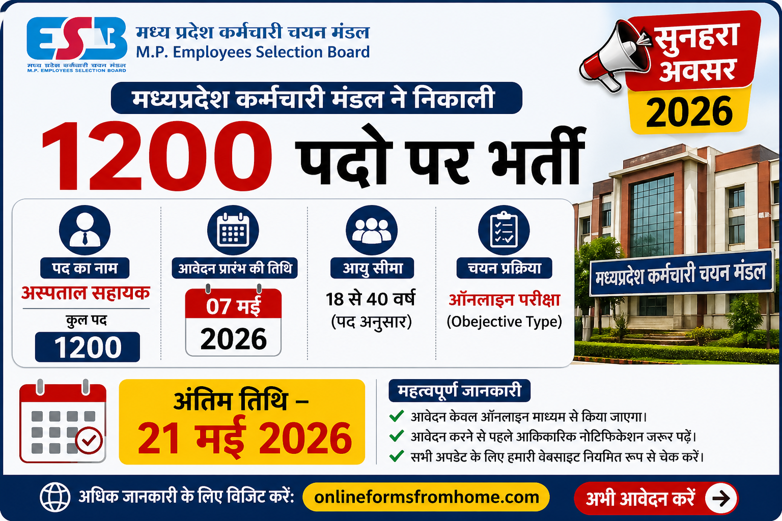 MP Hospital Assistant Recruitment 2026: Apply Online, Dates, Eligibility